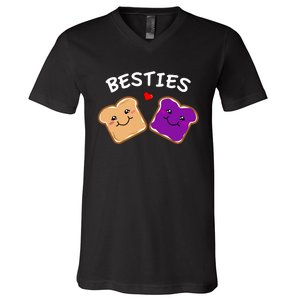 Peanut Butter And Jelly Best Friends Cartoon Food V-Neck T-Shirt