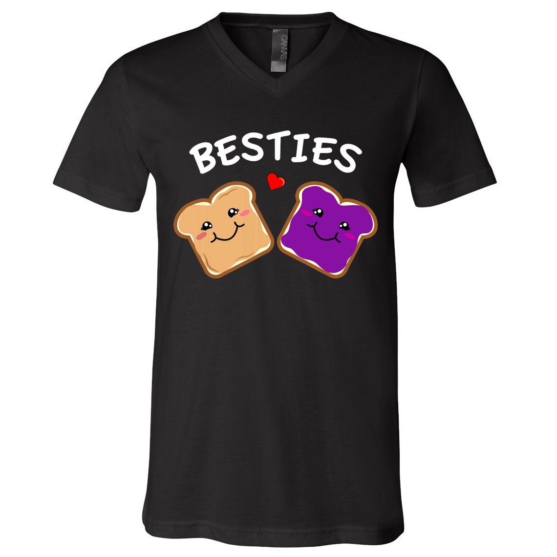 Peanut Butter And Jelly Best Friends Cartoon Food V-Neck T-Shirt