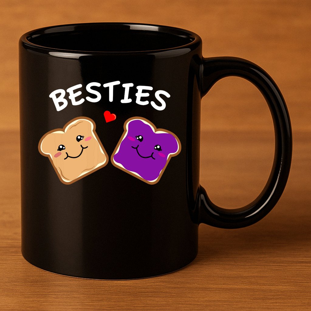 Peanut Butter And Jelly Best Friends Cartoon Food 11oz C Handle Ceramic Mug