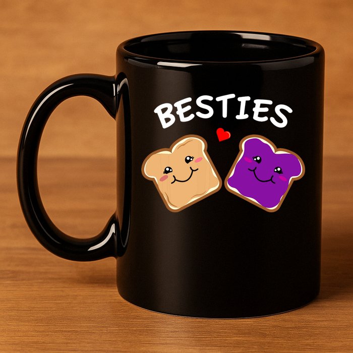 Peanut Butter And Jelly Best Friends Cartoon Food 11oz C Handle Ceramic Mug