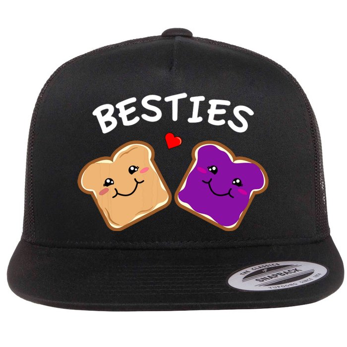 Peanut Butter And Jelly Best Friends Cartoon Food Flat Bill Trucker Hat