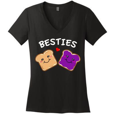 Peanut Butter And Jelly Best Friends Cartoon Food Women's V-Neck T-Shirt