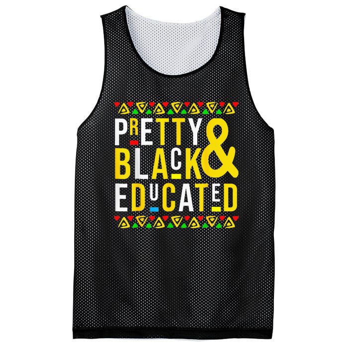 Pretty Black And Educated Black History Month Funny Apparel Mesh Reversible Basketball Jersey Tank