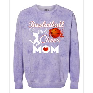 Play Basketball And Cheer Mom High School Player Cute Gift Colorblast Crewneck Sweatshirt