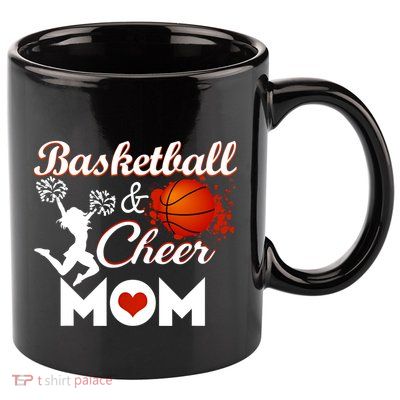 Play Basketball And Cheer Mom High School Player Cute Gift 11oz C Handle Ceramic Mug