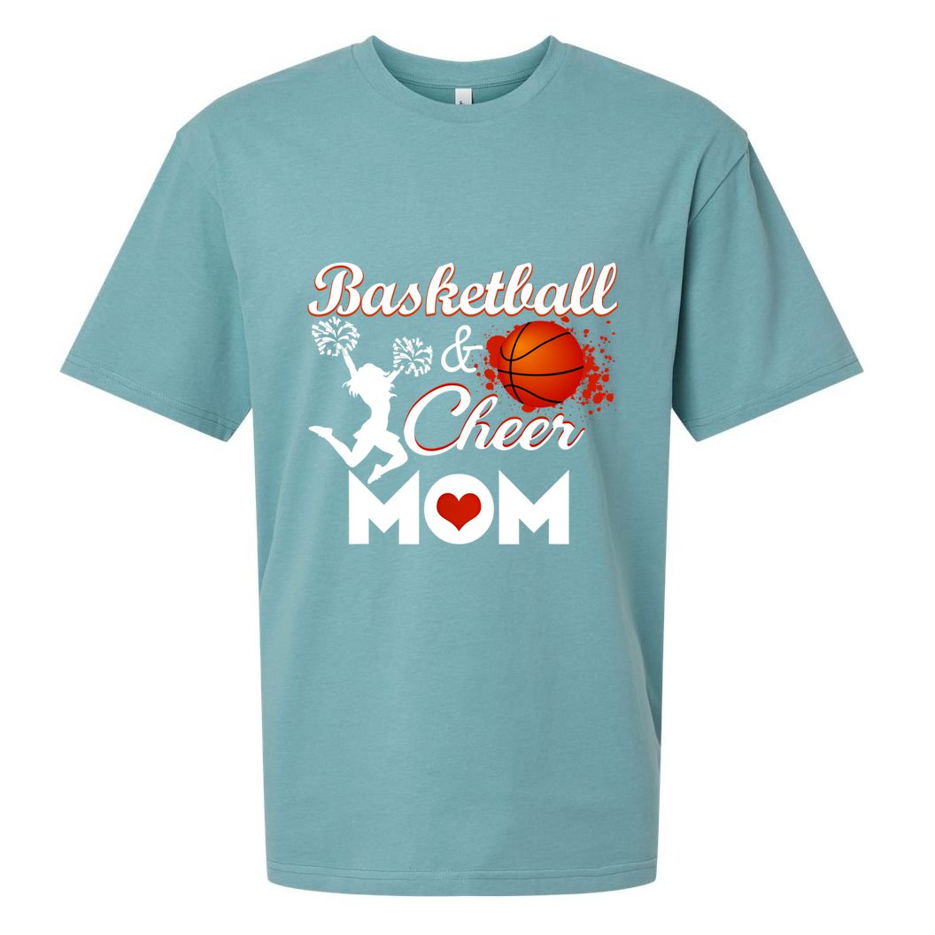 Play Basketball And Cheer Mom High School Player Cute Gift Sueded Cloud Jersey T-Shirt