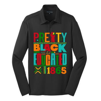 Pretty Black and Educated I Am The Strong African Queen Silk Touch Performance Long Sleeve Polo