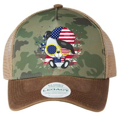 Panda Bear American Flag 4th of July American Sunglasses Legacy Tie Dye Trucker Hat