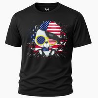 Panda Bear American Flag 4th of July American Sunglasses Cooling Performance Crew T-Shirt