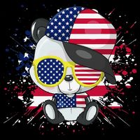 Panda Bear American Flag 4th of July American Sunglasses Cooling Performance Crew T-Shirt