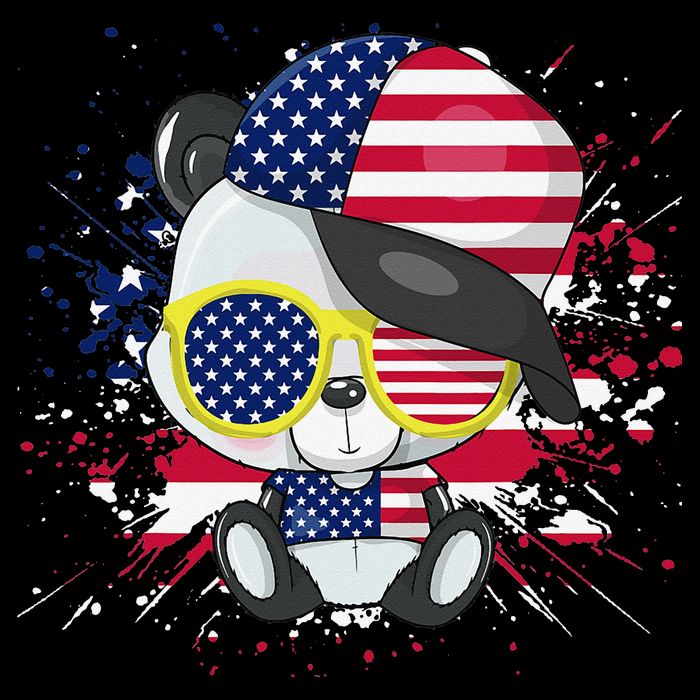 Panda Bear American Flag 4th of July American Sunglasses Cooling Performance Crew T-Shirt
