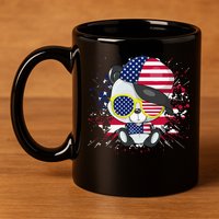 Panda Bear American Flag 4th of July American Sunglasses 11oz C Handle Ceramic Mug