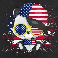 Panda Bear American Flag 4th of July American Sunglasses 11oz C Handle Ceramic Mug