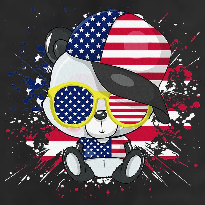 Panda Bear American Flag 4th of July American Sunglasses 11oz C Handle Ceramic Mug