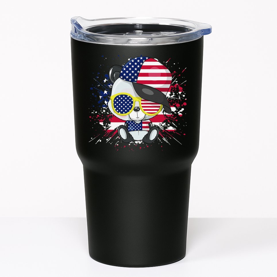 Panda Bear American Flag 4th of July American Sunglasses Tumbler