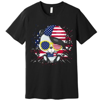 Panda Bear American Flag 4th of July American Sunglasses Premium T-Shirt