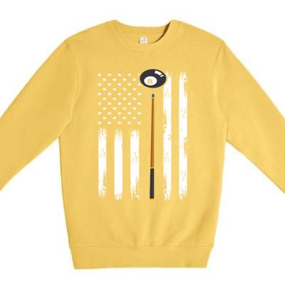 Patriotic Billiards American Flag Billiard Pool Player Gift Premium Crewneck Sweatshirt