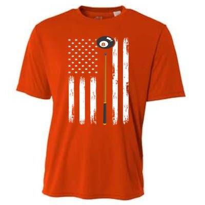 Patriotic Billiards American Flag Billiard Pool Player Gift Cooling Performance Crew T-Shirt