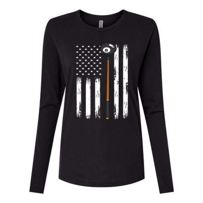 Patriotic Billiards American Flag Billiard Pool Player Gift Womens Cotton Relaxed Long Sleeve T-Shirt