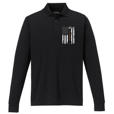 Patriotic Billiards American Flag Billiard Pool Player Gift Performance Long Sleeve Polo