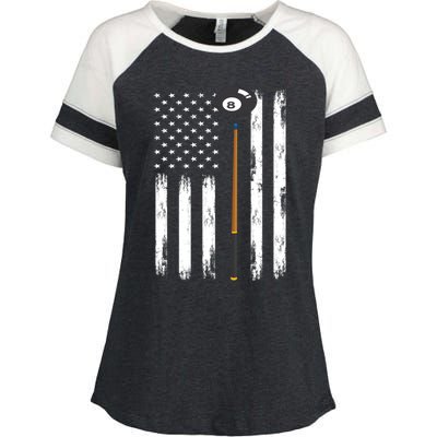 Patriotic Billiards American Flag Billiard Pool Player Gift Enza Ladies Jersey Colorblock Tee