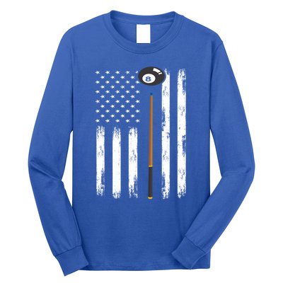 Patriotic Billiards American Flag Billiard Pool Player Gift Long Sleeve Shirt