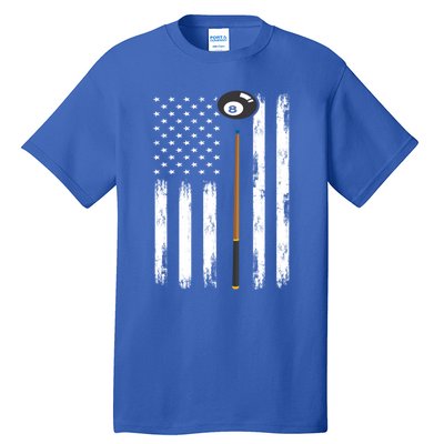 Patriotic Billiards American Flag Billiard Pool Player Gift Tall T-Shirt