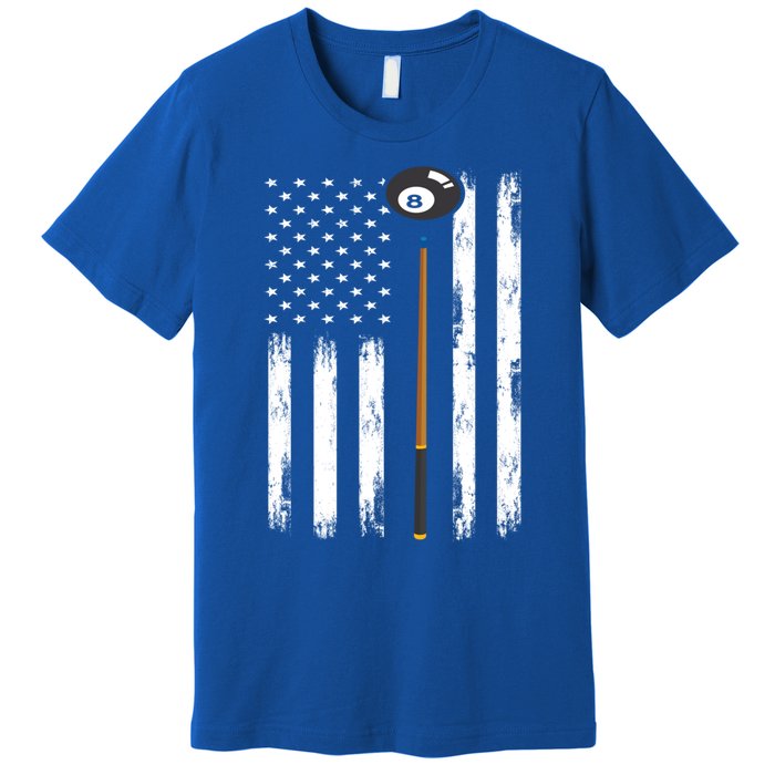 Patriotic Billiards American Flag Billiard Pool Player Gift Premium T-Shirt