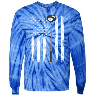 Patriotic Billiards American Flag Billiard Pool Player Gift Tie-Dye Long Sleeve Shirt