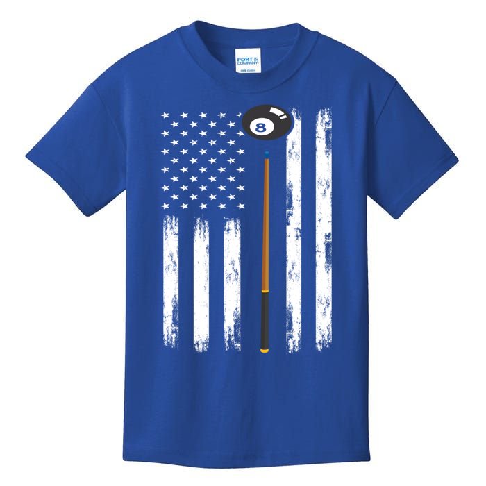 Patriotic Billiards American Flag Billiard Pool Player Gift Kids T-Shirt