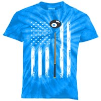 Patriotic Billiards American Flag Billiard Pool Player Gift Kids Tie-Dye T-Shirt