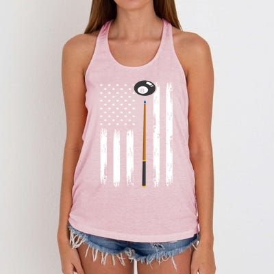 Patriotic Billiards American Flag Billiard Pool Player Gift Women's Knotted Racerback Tank