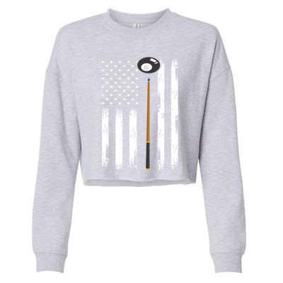 Patriotic Billiards American Flag Billiard Pool Player Gift Cropped Pullover Crew