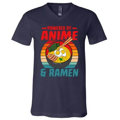 Powered By Anime & Ra Love Noodles V-Neck T-Shirt