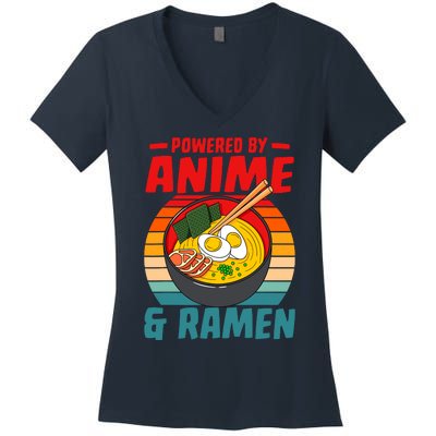 Powered By Anime & Ra Love Noodles Women's V-Neck T-Shirt