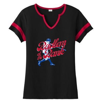 Philly Bedlam At The Bank Philadelphia Phillies Baseball Ladies Halftime Notch Neck Tee