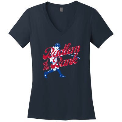 Philly Bedlam At The Bank Philadelphia Phillies Baseball Women's V-Neck T-Shirt