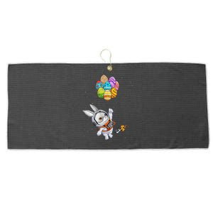 Papillon Bunny Astronaut In Space Planets Easter Eggs Large Microfiber Waffle Golf Towel