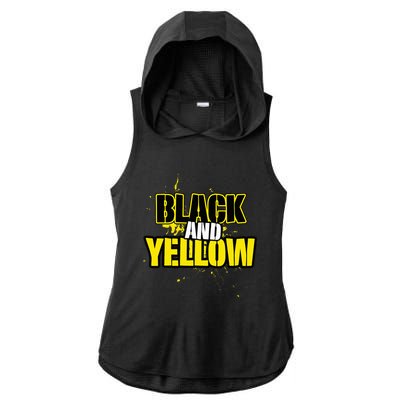 Pittsburgh Black And Yellow Pennsylvania Ladies PosiCharge Tri-Blend Wicking Draft Hoodie Tank