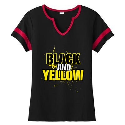 Pittsburgh Black And Yellow Pennsylvania Ladies Halftime Notch Neck Tee