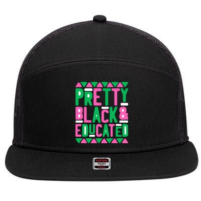 Pretty Black And Educated Melanin Queen Black History Month Gift 7 Panel Mesh Trucker Snapback Hat