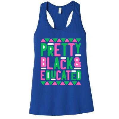 Pretty Black And Educated Melanin Queen Black History Month Gift Women's Racerback Tank