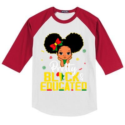 Pretty Black And Educated History African Melanin Juneteenth Great Gift Kids Colorblock Raglan Jersey