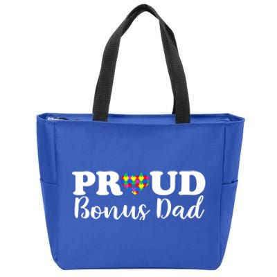 Proud Bonusdad Autism Awareness Puzzle Autistic Support Gift Zip Tote Bag