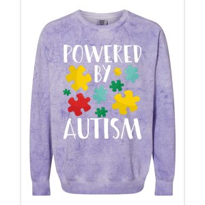 Powered By Autism Be Kind Autism Awareness Cute Gift Colorblast Crewneck Sweatshirt