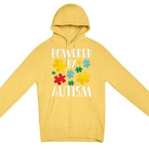 Powered By Autism Be Kind Autism Awareness Cute Gift Premium Pullover Hoodie