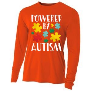 Powered By Autism Be Kind Autism Awareness Cute Gift Cooling Performance Long Sleeve Crew