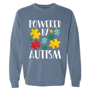 Powered By Autism Be Kind Autism Awareness Cute Gift Garment-Dyed Sweatshirt