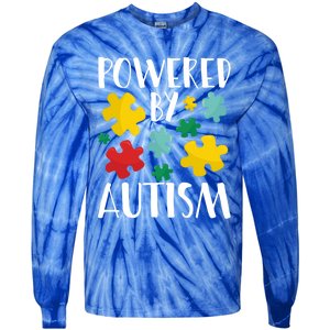 Powered By Autism Be Kind Autism Awareness Cute Gift Tie-Dye Long Sleeve Shirt