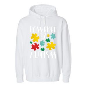 Powered By Autism Be Kind Autism Awareness Cute Gift Garment-Dyed Fleece Hoodie